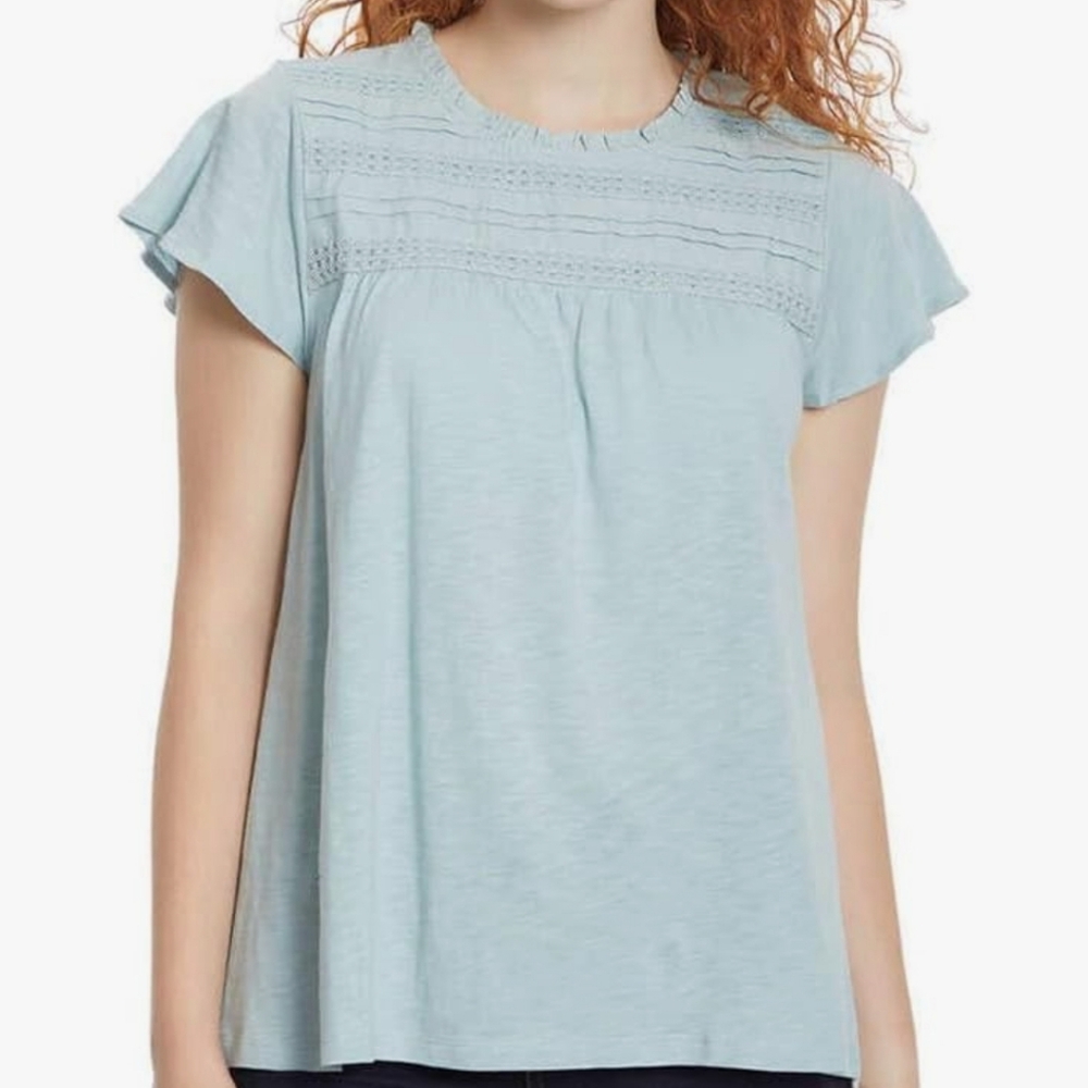 Ella Moss Lace Trim Knit Top M